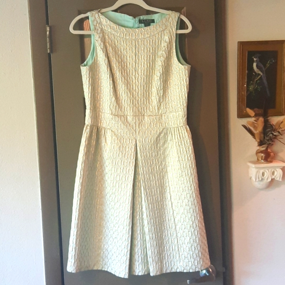 Lauren - Ralph Lauren Dresses soft blue and gold sleeveless dress.
